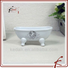 Pratos de sabão em cerâmica esmaltada branca para chuveiros de azulejos